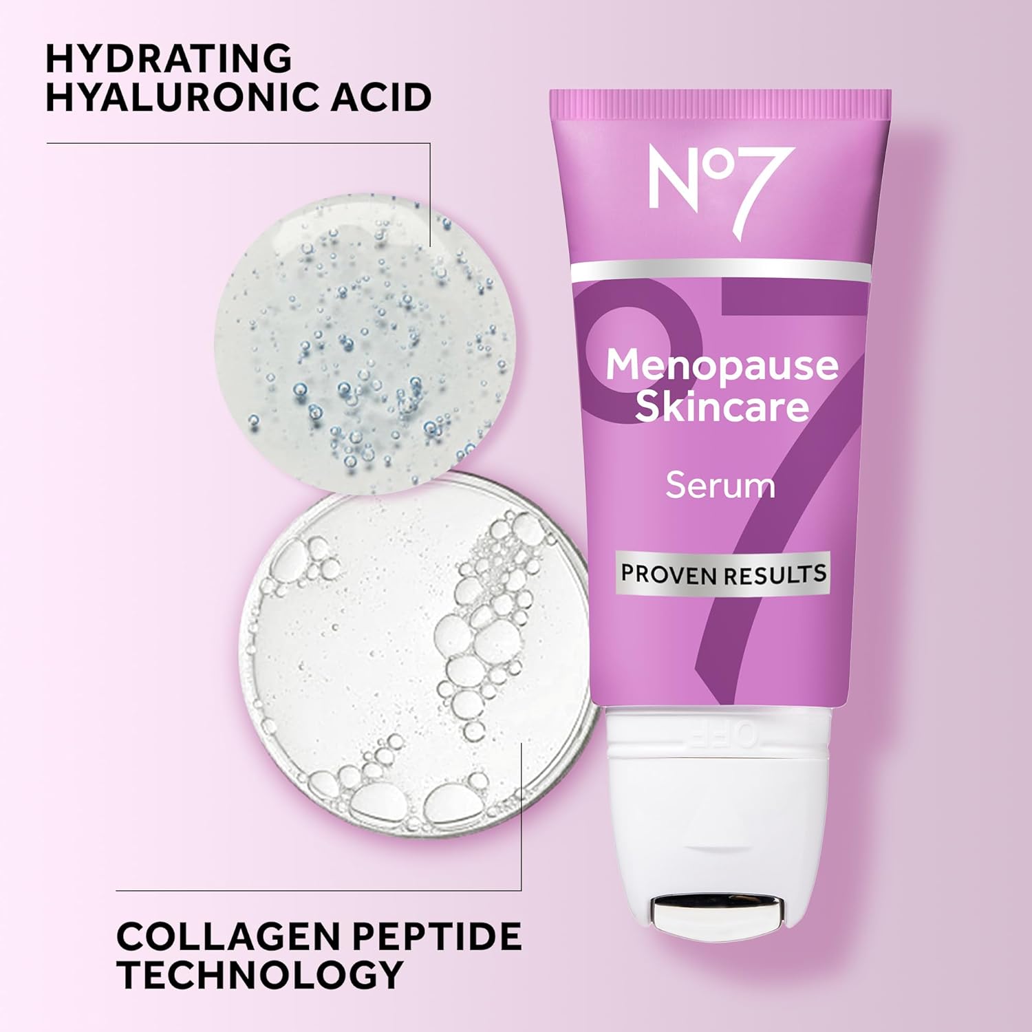 No7 Menopause Skincare Instant Radiance Serum – Hydrating Facial Serum with Hyaluronic Acid + Collagen Peptides for Firmer, Healthier Looking Skin – With Cooling Applicator (30ml)